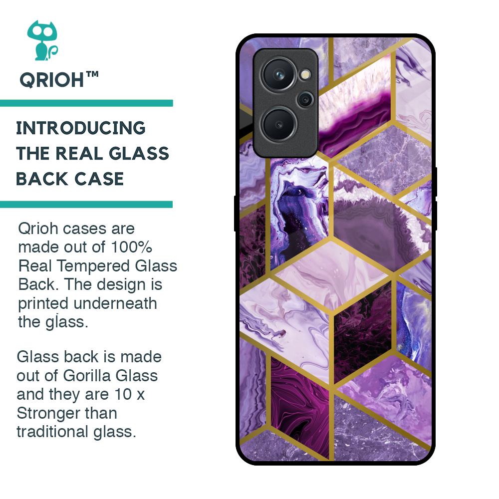 Purple Rhombus Marble Glass Case for Realme 9i