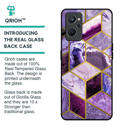 Purple Rhombus Marble Glass Case for Realme 9i