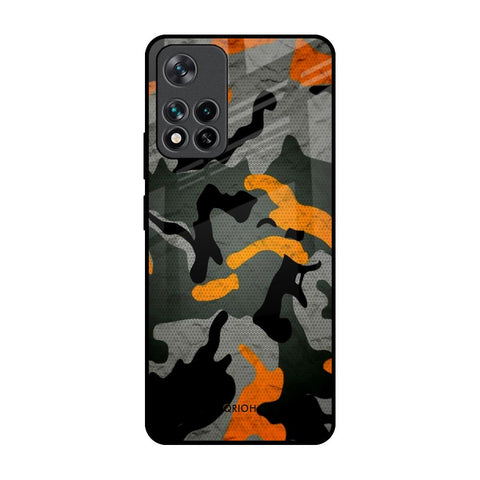 Camouflage Orange Mi 11i Glass Back Cover Online