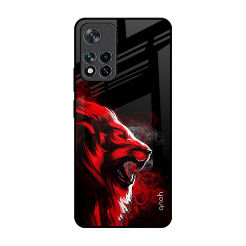Red Angry Lion Mi 11i Glass Back Cover Online
