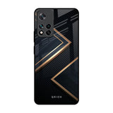 Sleek Golden & Navy Mi 11i Glass Back Cover Online