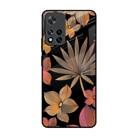 Lines Pattern Flowers Mi 11i Glass Back Cover Online