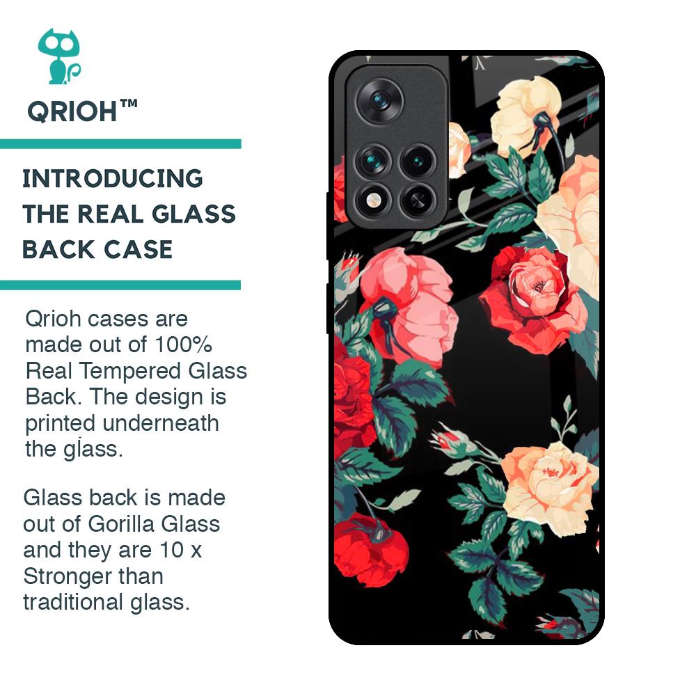 Floral Bunch Glass Case For Mi 11i
