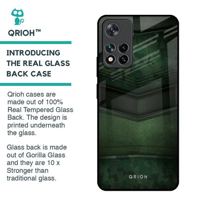 Green Leather Glass Case for Mi 11i