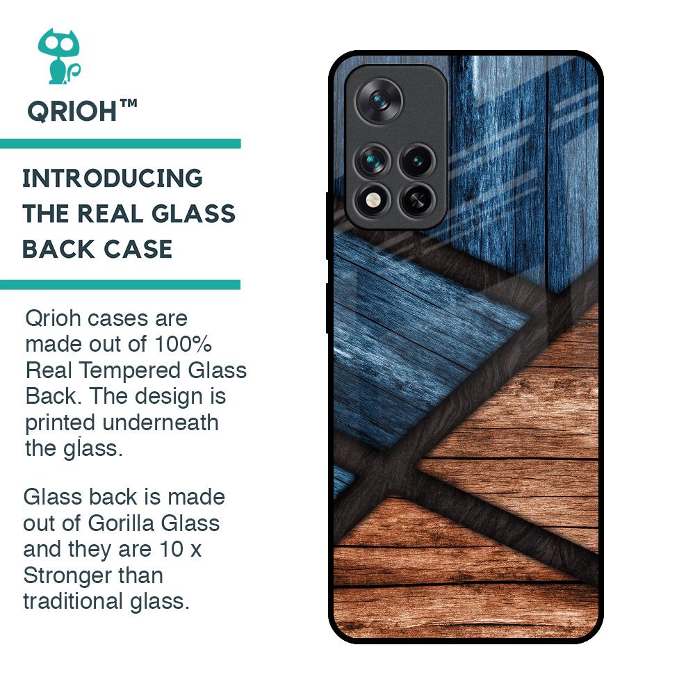 Wooden Tiles Glass Case for Mi 11i
