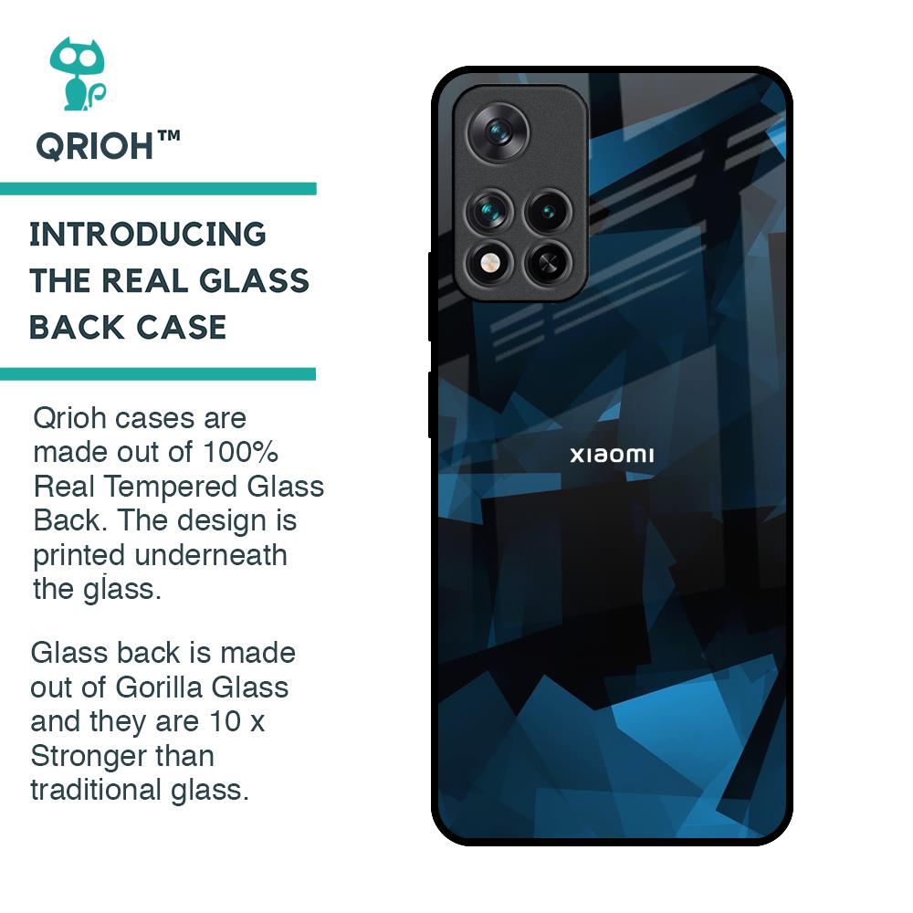 Polygonal Blue Box Glass Case For Mi 11i