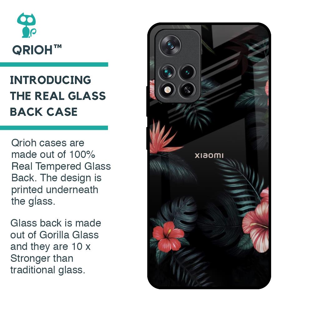Tropical Art Flower Glass Case for Mi 11i
