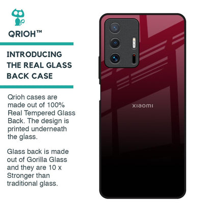 Wine Red Glass Case For Mi 11T Pro 5G