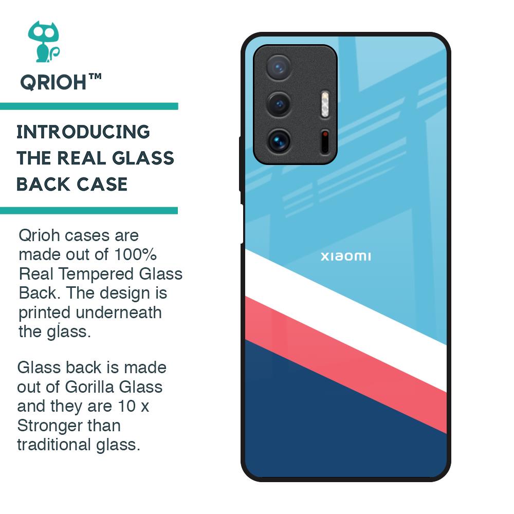 Pink & White Stripes Glass Case For Mi 11T Pro 5G