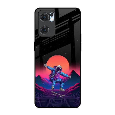 Retro Astronaut Oppo Reno7 5G Glass Back Cover Online