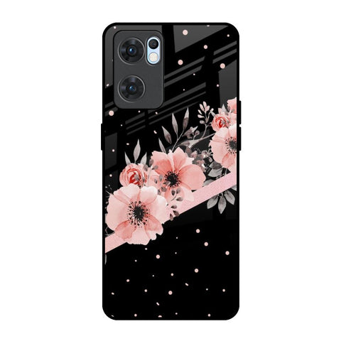 Floral Black Band Oppo Reno7 5G Glass Back Cover Online