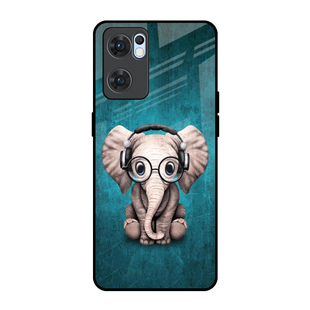 Adorable Baby Elephant Oppo Reno7 5G Glass Back Cover Online