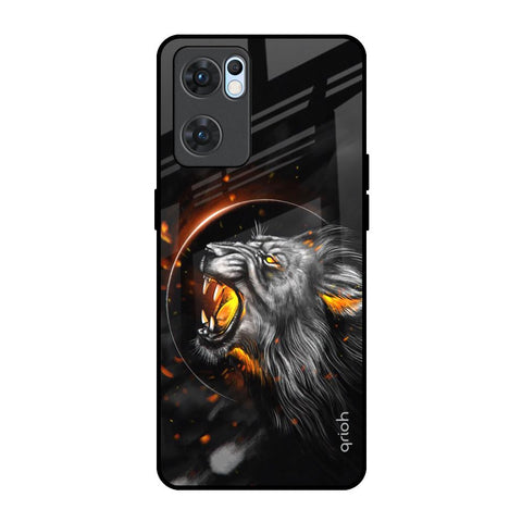 Aggressive Lion Oppo Reno7 5G Glass Back Cover Online