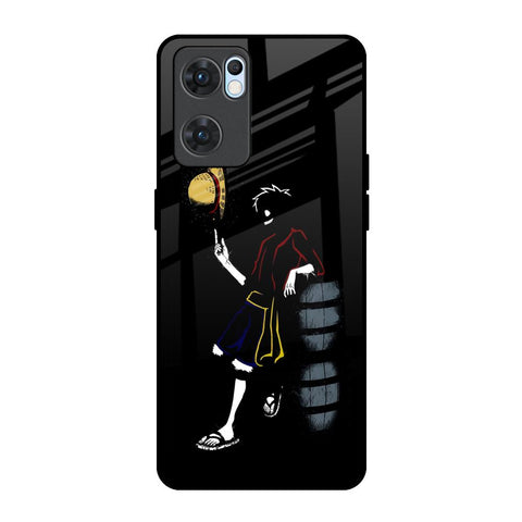 Luffy Line Art Oppo Reno7 5G Glass Back Cover Online