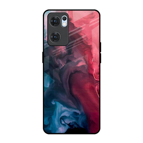 Blue & Red Smoke Oppo Reno7 5G Glass Back Cover Online