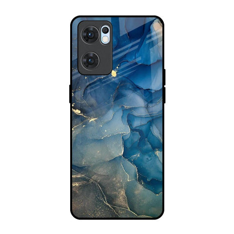 Blue Cool Marble Oppo Reno7 5G Glass Back Cover Online