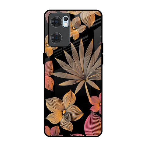 Lines Pattern Flowers Oppo Reno7 5G Glass Back Cover Online