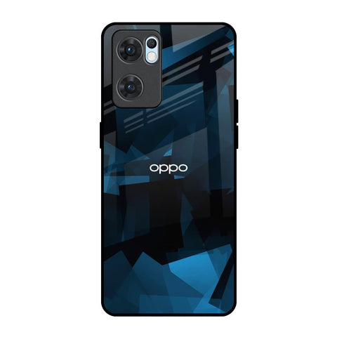 Polygonal Blue Box Oppo Reno7 5G Glass Back Cover Online