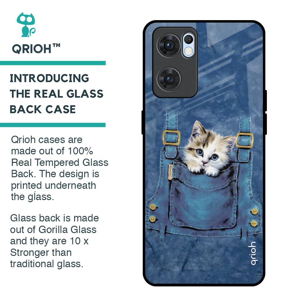 Kitty In Pocket Glass Case For Oppo Reno7 5G