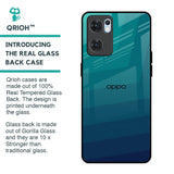Green Triangle Pattern Glass Case for Oppo Reno7 5G