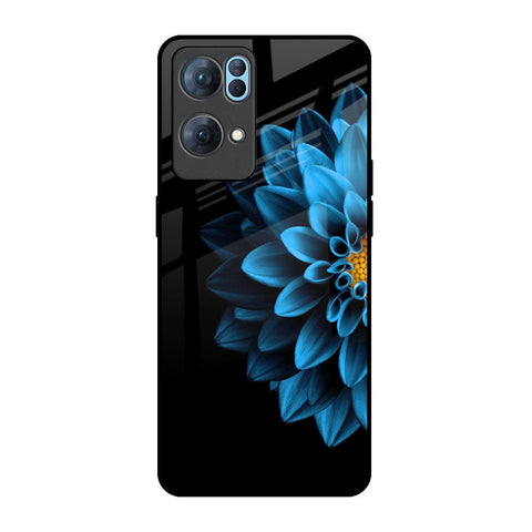 Half Blue Flower Oppo Reno7 Pro 5G Glass Back Cover Online