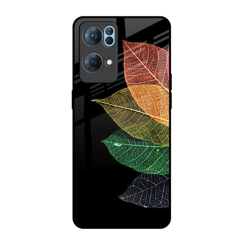 Colorful Leaves Oppo Reno7 Pro 5G Glass Back Cover Online