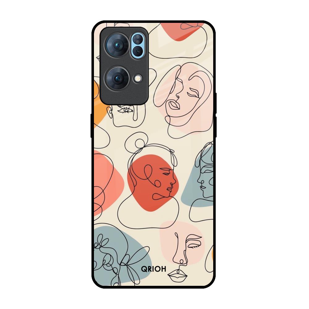 Abstract Faces Oppo Reno7 Pro 5G Glass Back Cover Online