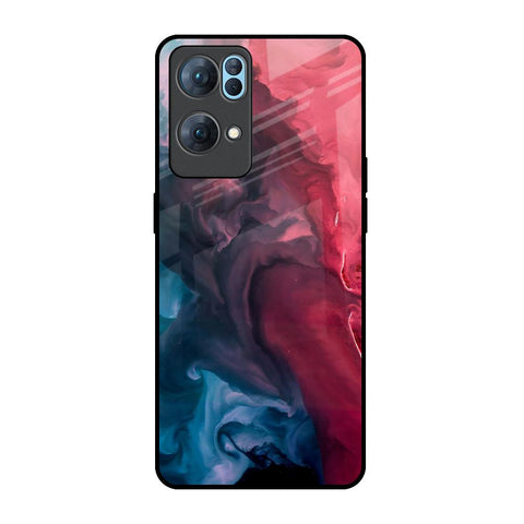 Blue & Red Smoke Oppo Reno7 Pro 5G Glass Back Cover Online