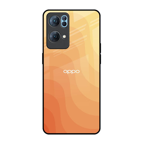 Orange Curve Pattern Oppo Reno7 Pro 5G Glass Back Cover Online