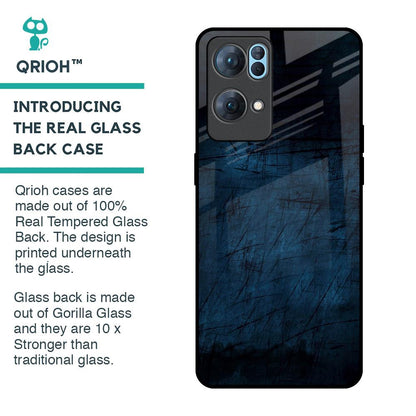 Dark Blue Grunge Glass Case for Oppo Reno7 Pro 5G