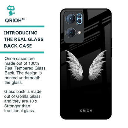 White Angel Wings Glass Case for Oppo Reno7 Pro 5G