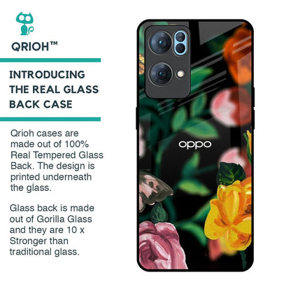 Flowers & Butterfly Glass Case for Oppo Reno7 Pro 5G