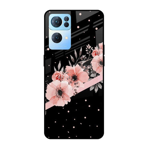 Floral Black Band Oppo Reno7 Pro 5G Glass Cases & Covers Online