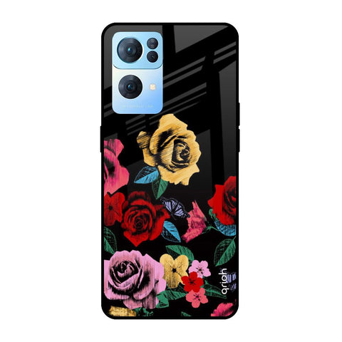 Floral Decorative Oppo Reno7 Pro 5G Glass Cases & Covers Online