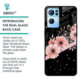 Floral Black Band Glass Case For Oppo Reno7 Pro 5G