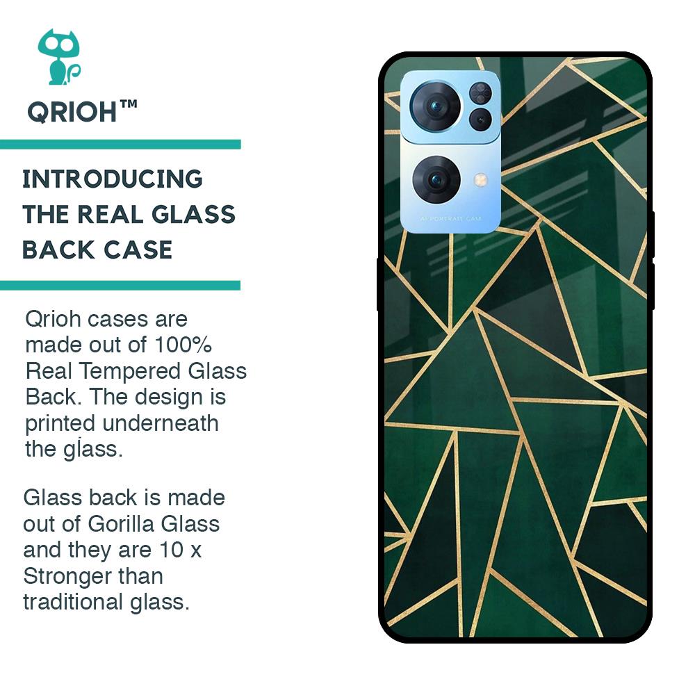 Abstract Green Glass Case For Oppo Reno7 Pro 5G