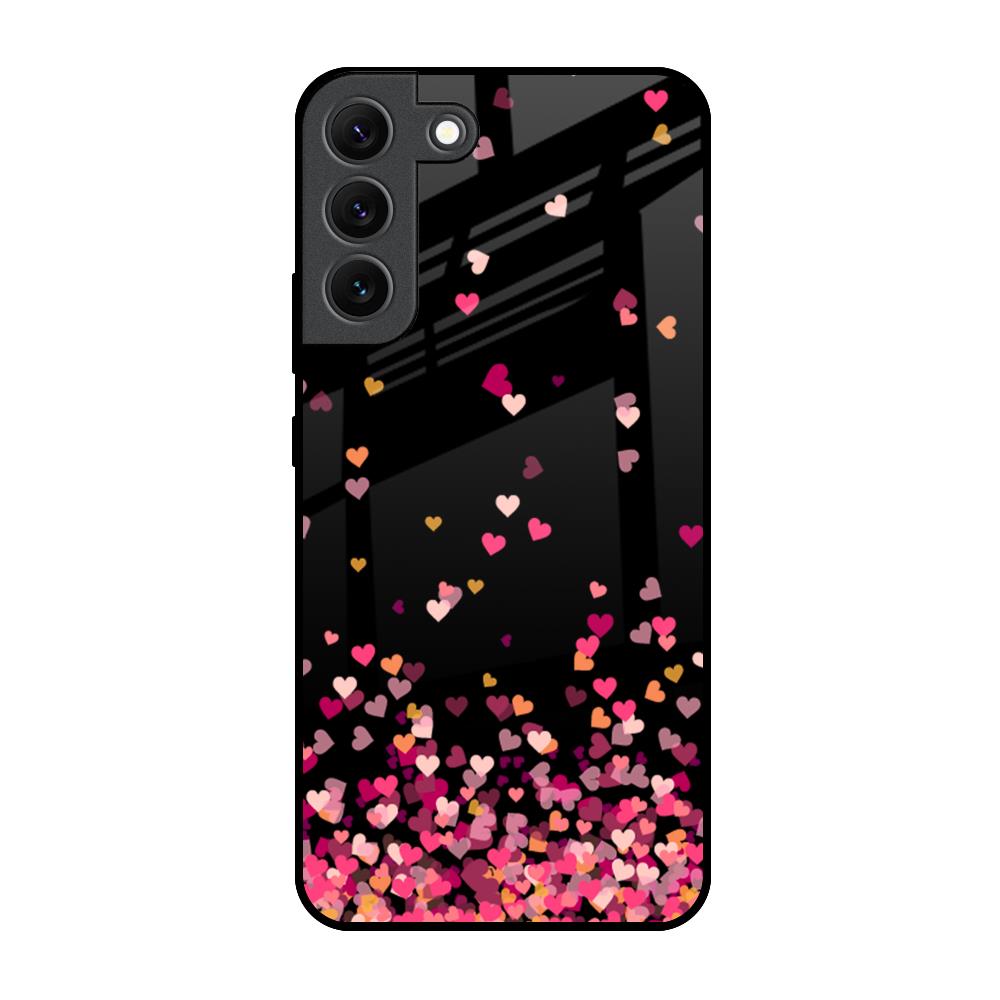 Heart Rain Fall Samsung Galaxy S22 5G Glass Back Cover Online