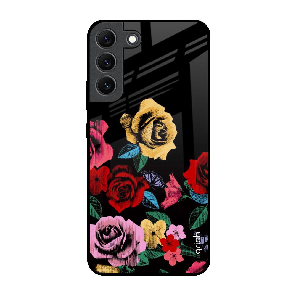 Floral Decorative Samsung Galaxy S22 5G Glass Back Cover Online
