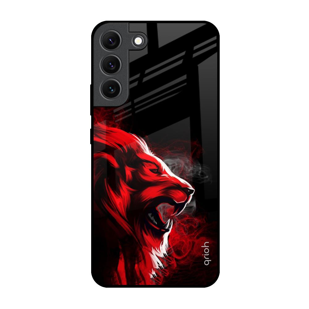 Red Angry Lion Samsung Galaxy S22 5G Glass Back Cover Online