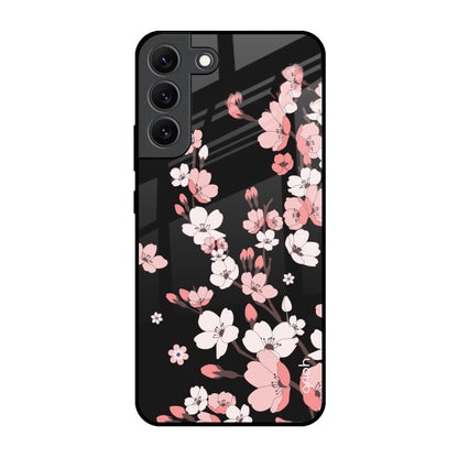 Black Cherry Blossom Samsung Galaxy S22 5G Glass Back Cover Online