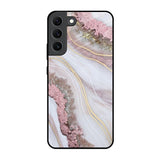 Pink & Gold Gllitter Marble Samsung Galaxy S22 5G Glass Back Cover Online