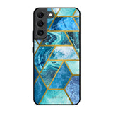 Turquoise Geometrical Marble Samsung Galaxy S22 5G Glass Back Cover Online