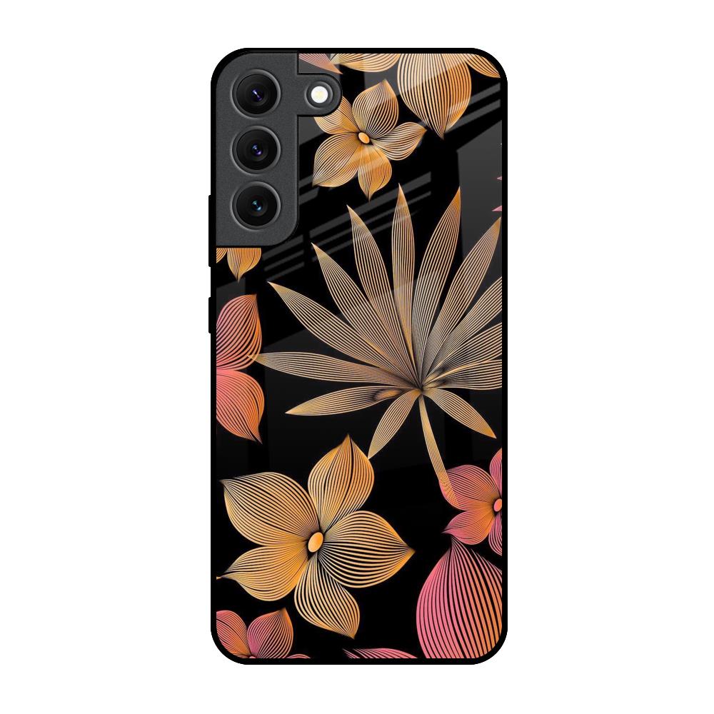 Lines Pattern Flowers Samsung Galaxy S22 5G Glass Back Cover Online