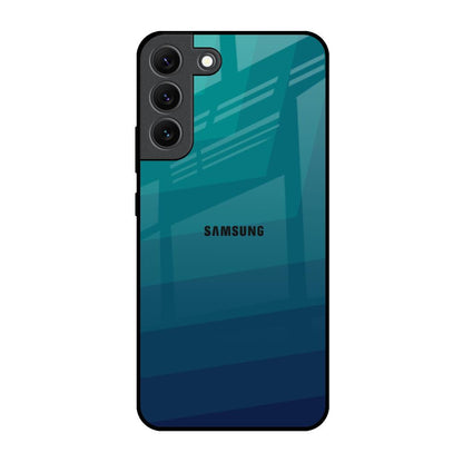 Green Triangle Pattern Samsung Galaxy S22 5G Glass Back Cover Online