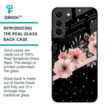 Floral Black Band Glass Case For Samsung Galaxy S22 5G