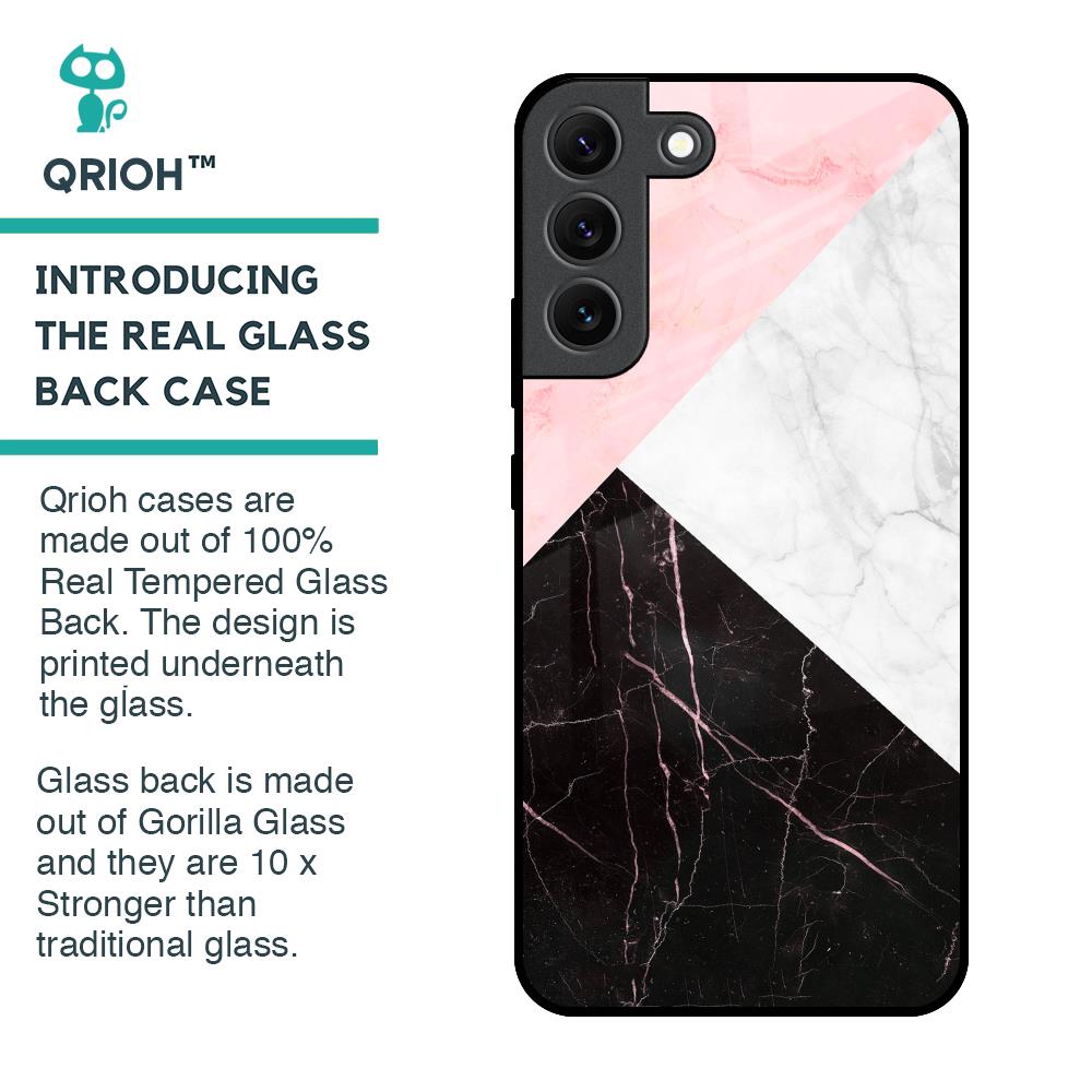 Marble Collage Art Glass Case For Samsung Galaxy S22 5G