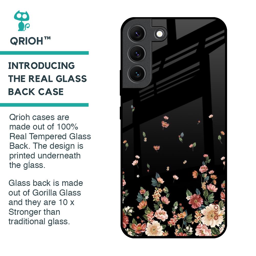 Floating Floral Print Glass Case for Samsung Galaxy S22 5G