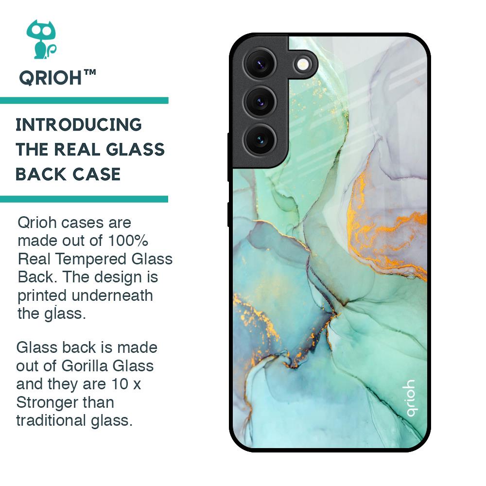 Green Marble Glass Case for Samsung Galaxy S22 5G
