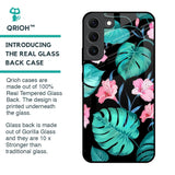 Tropical Leaves & Pink Flowers Glass Case for Samsung Galaxy S22 5G