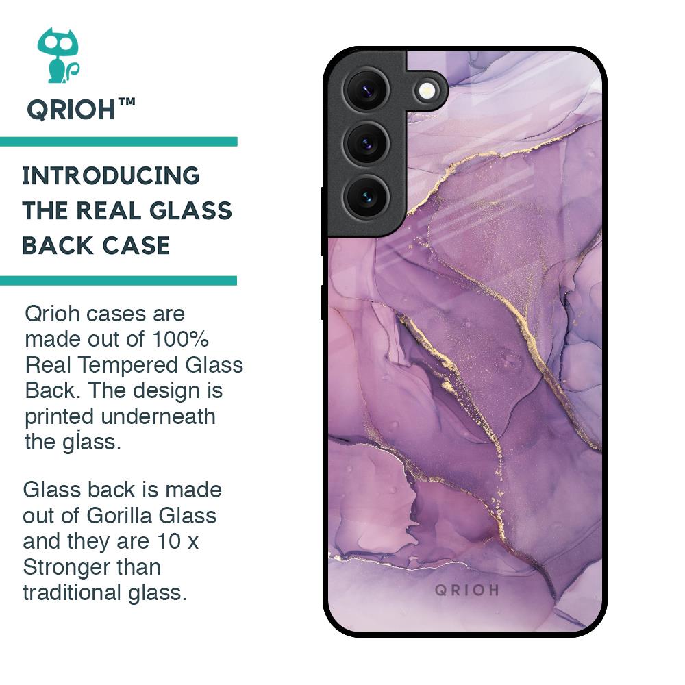 Purple Gold Marble Glass Case for Samsung Galaxy S22 5G